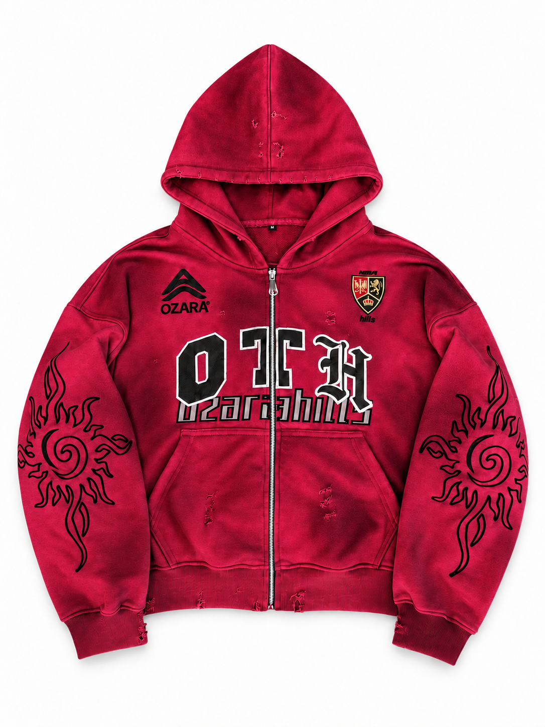 Red Leather Patch Zip Up