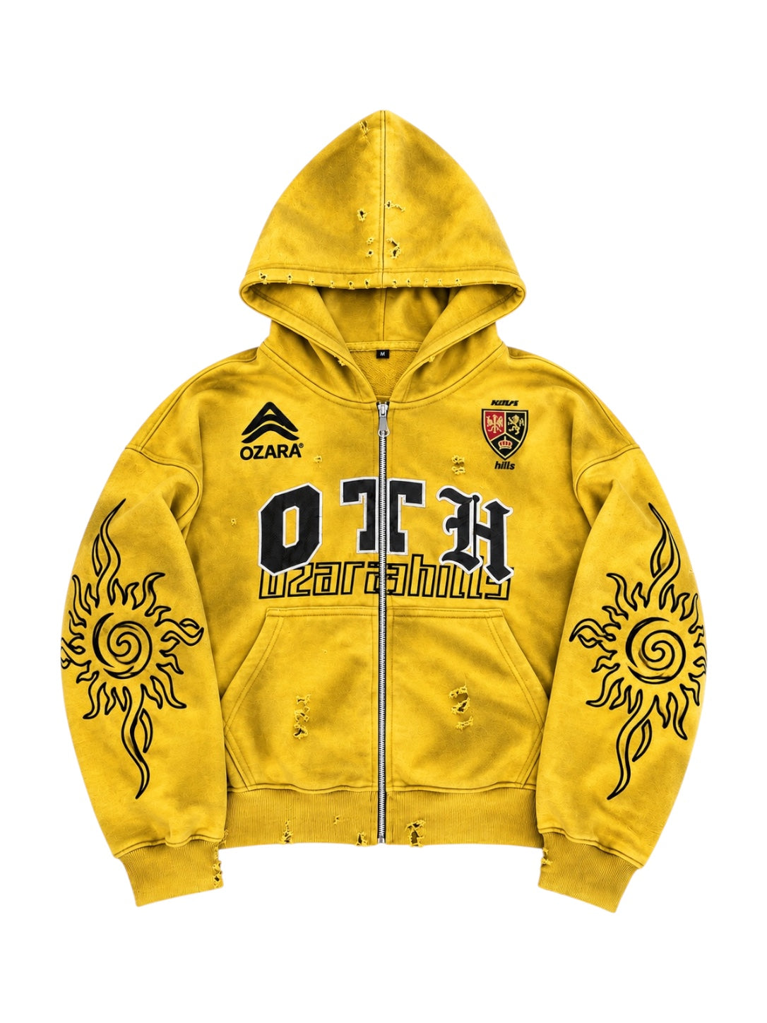Yellow Leather Patch Zip Up